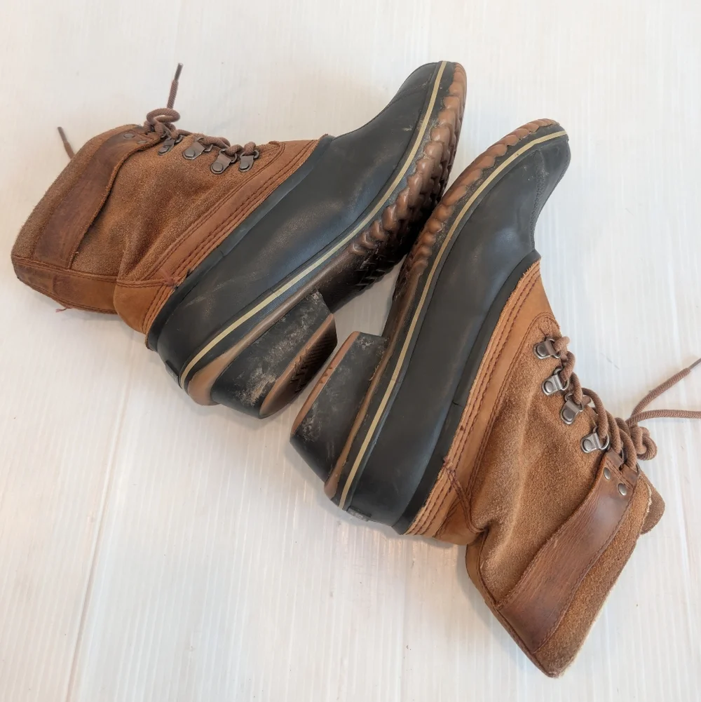 SOREL Winter Fancy Lace II Women's Brown Suede Lace-up Duck Boots Size 10